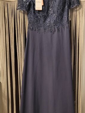 JJ's House stormy blue A-line sequin lace formal dress Sz. 6 NWT